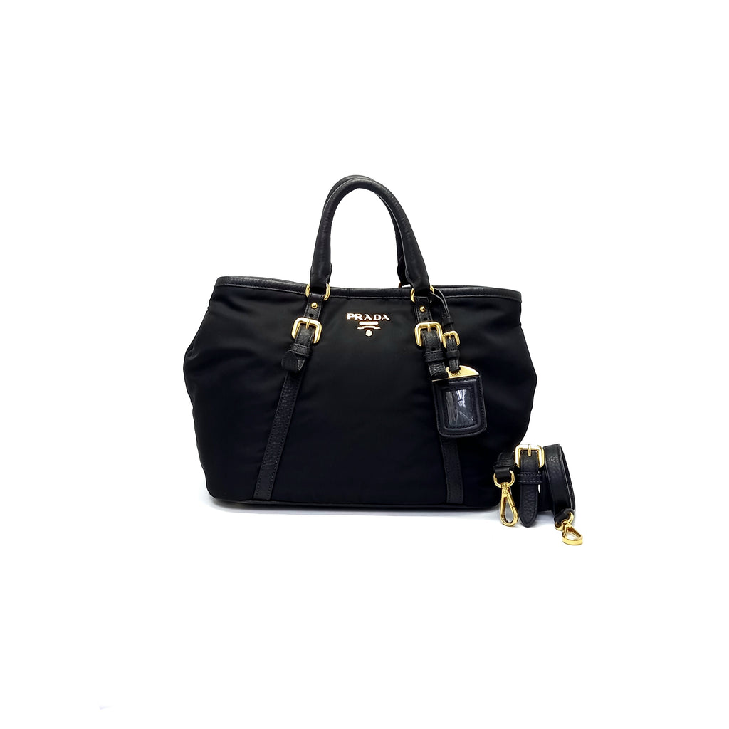 Prada BN1841 Tessuto Vitello Daino Tote Ghw (Black) – ValiseLaBel