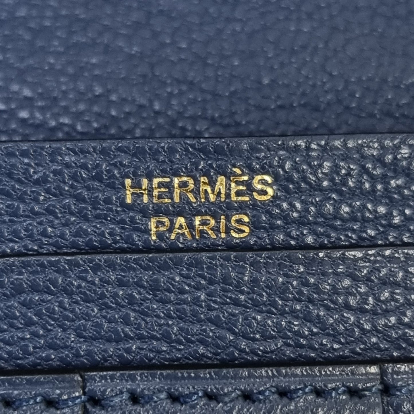 Hermes Bearn Compact Wallet Chevre Leather Ghw (Blue)