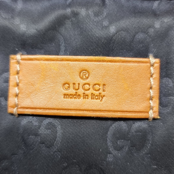 Gucci GG Monogram Nylon Document Bag Light Gold Hw (Dark Blue)