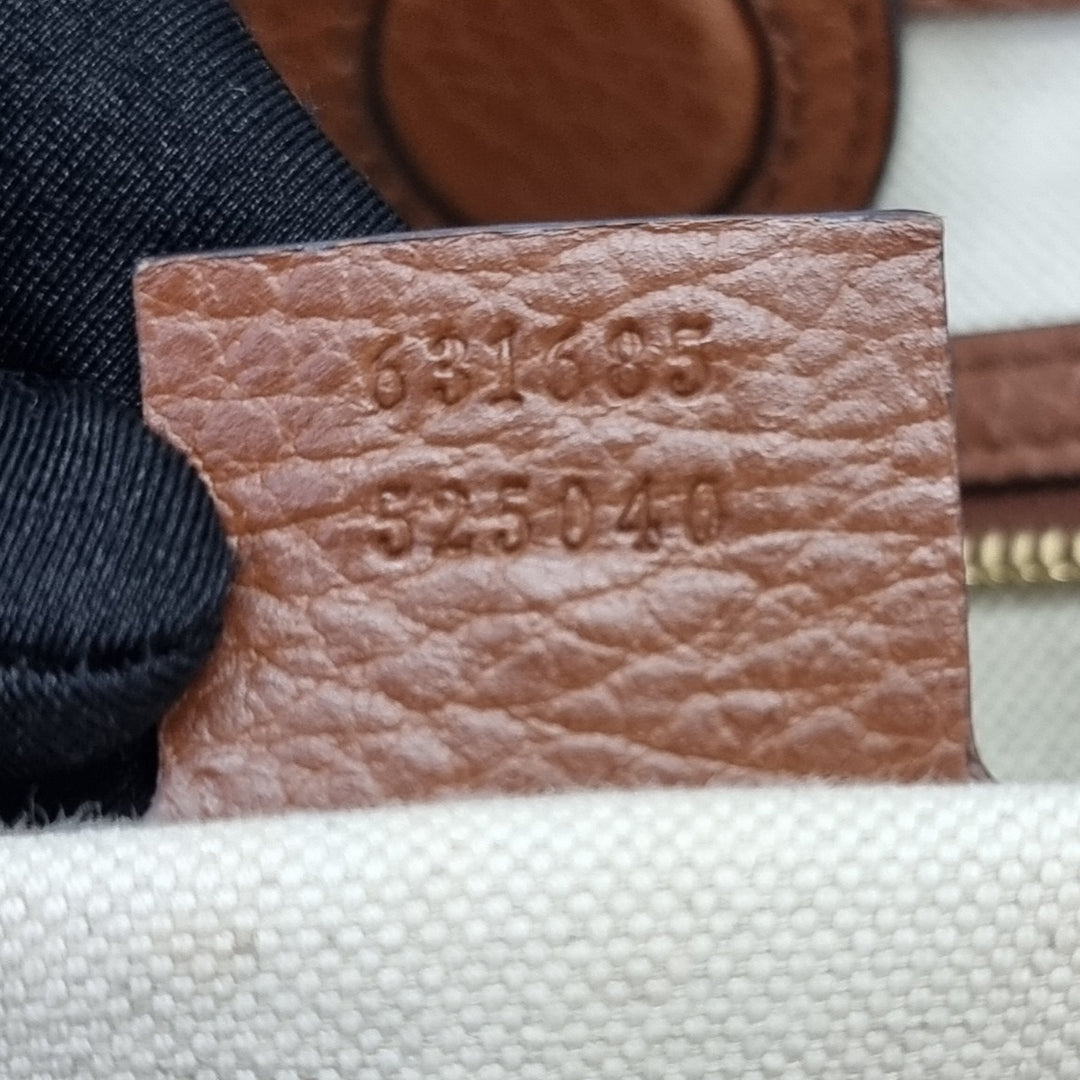 Gucci GG Ophidia Medium Jacquard Denim & Leather Shoulder Bag Ghw (Blue/Brown)