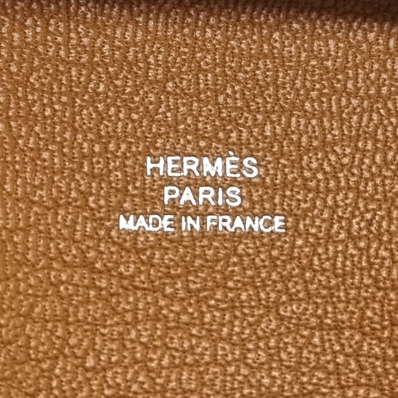 Hermes Bastia Change Purse Chevre Leather Palladium Hw (Caramel)