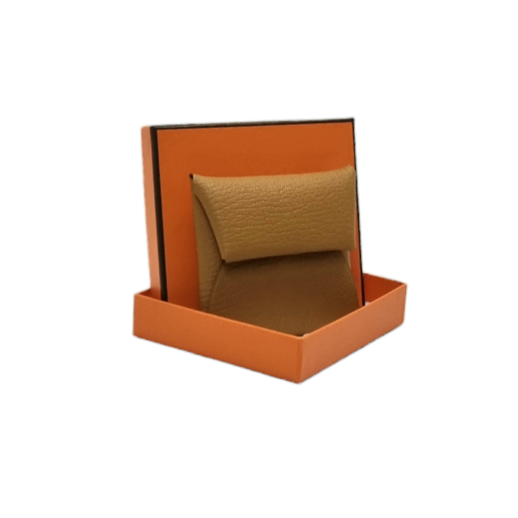 Hermes Bastia Change Purse Chevre Leather Palladium Hw (Caramel)