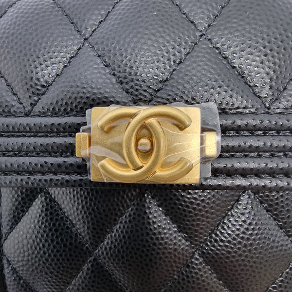 Chanel Boy Trifold Compact Wallet Caviar Ghw (Black)