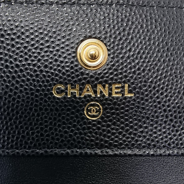 Chanel Boy Trifold Compact Wallet Caviar Ghw (Black)