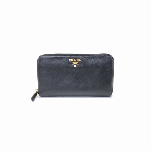 Prada Saffiano Metal Zippy Wallet Ghw (Black)