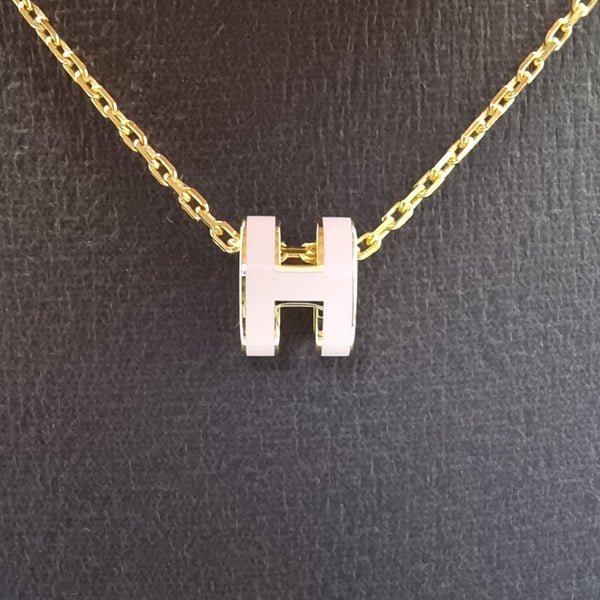 Hermes Necklace Pendant Mini Pop H Rose Dragee Ghw