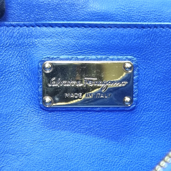 Salvatore Ferragamo Gancini Leather Sling Bag Ghw (Blue)