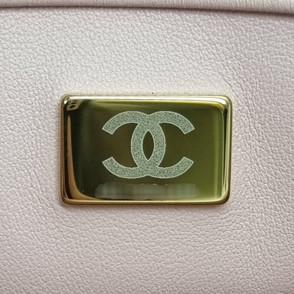 Chanel Mini Flap With Camellia Adjustable Crush Ball Chain Lambskin Ghw (Rose Clair)