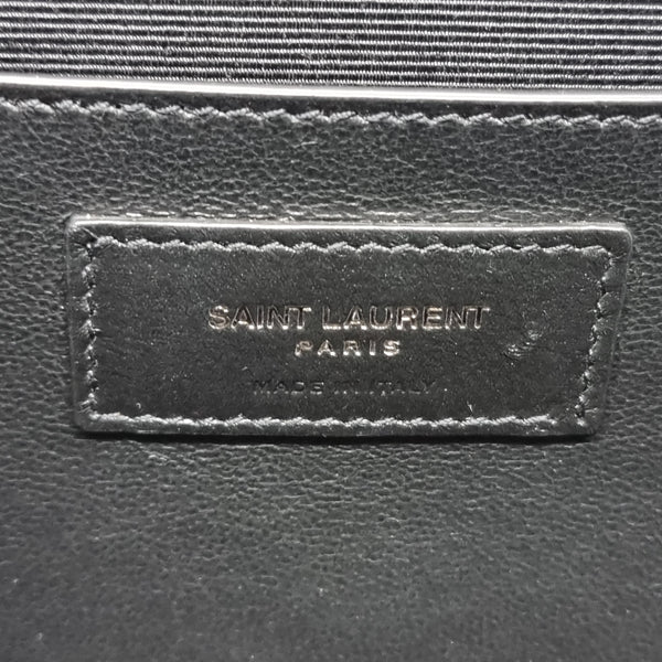 YSL Envelope Medium Quilted Grain Leather Crossbody Matte Black Brass Hw (Black)