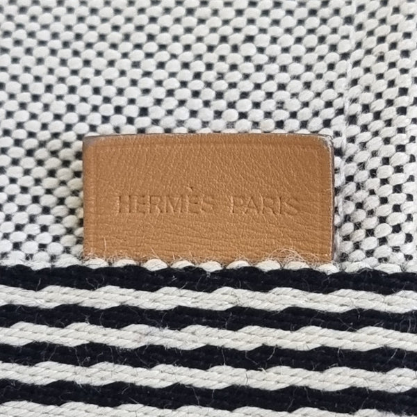 Hermes Fourre Tout GM Canvas Bag Phw (Beige/Black)