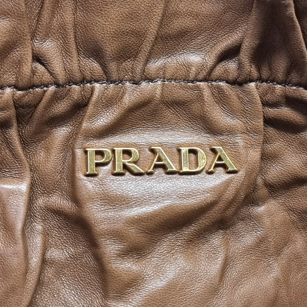 Prada Wrinkled Nappa Leather Hobo Bag (Brown)