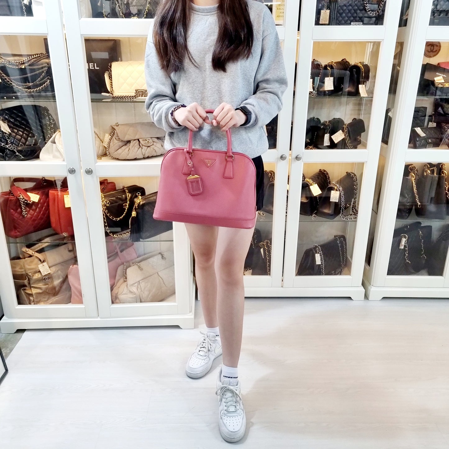 Prada BN2558 Saffiano Lux Tote Bag Ghw (Pink)