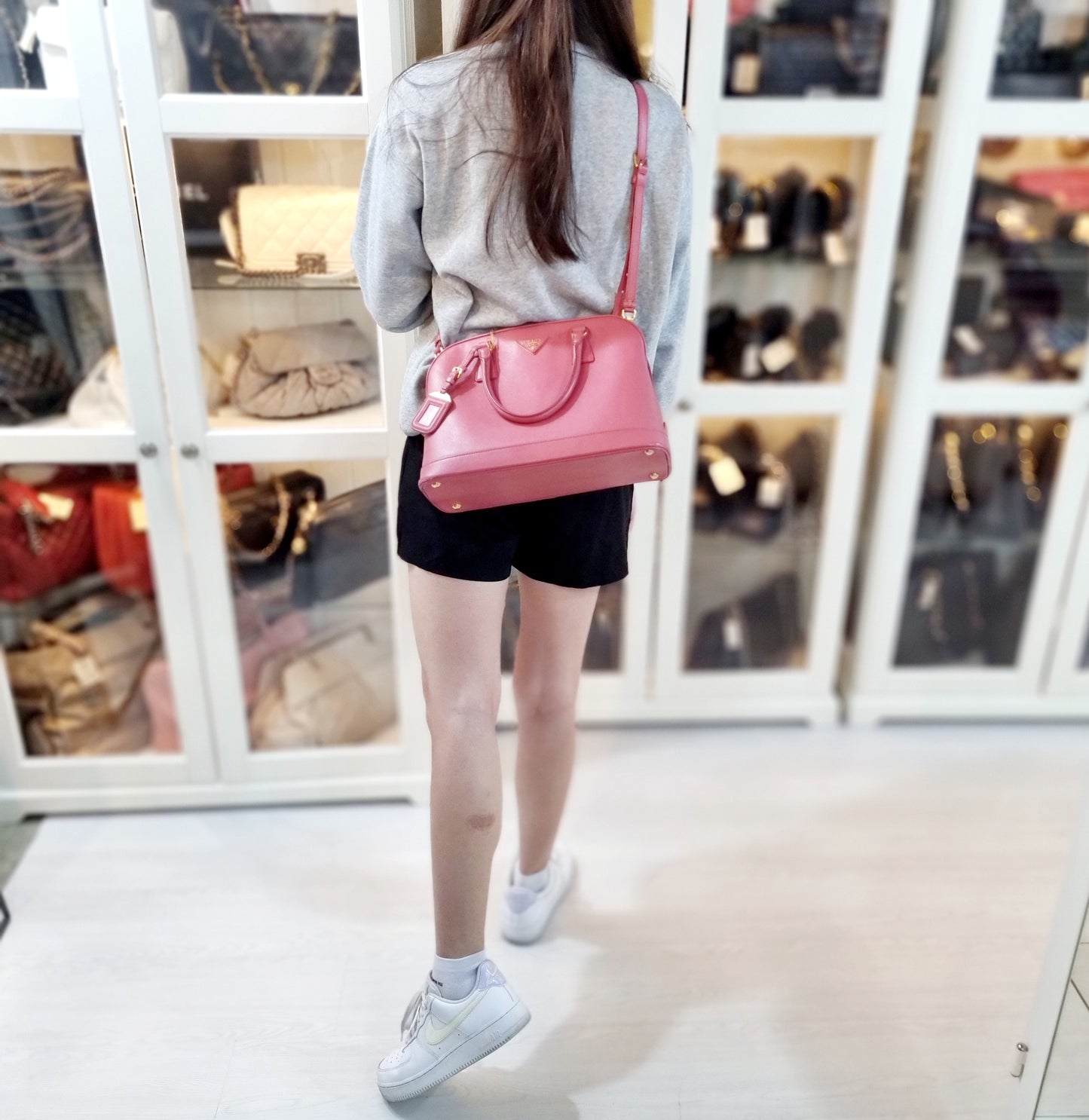 Prada BN2558 Saffiano Lux Tote Bag Ghw (Pink)