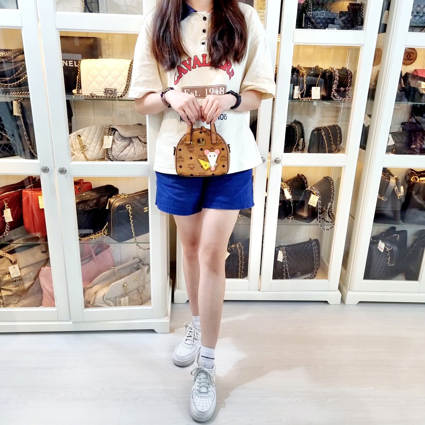 MCM Visetos Year Of The Mouse Mini Leather Tote Ghw (Cognac)
