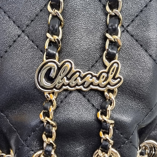 Chanel Backpack Shiny Lambskin Ghw (Black)