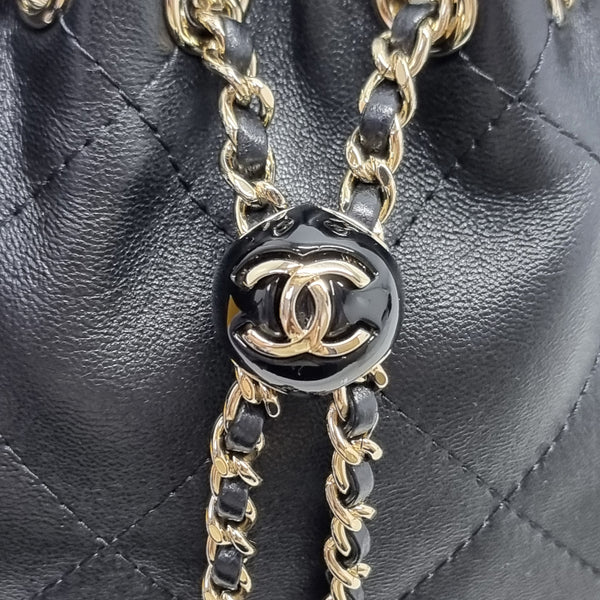 Chanel Backpack Shiny Lambskin Ghw (Black)