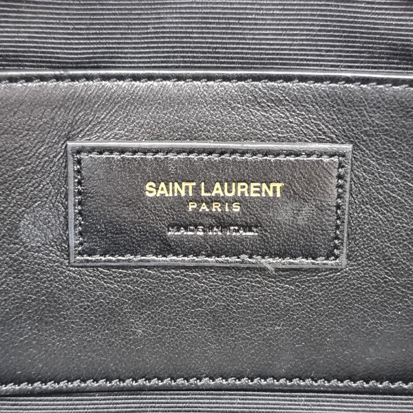 YSL Envelope Clutch Leather Ghw (Metallic Silver)