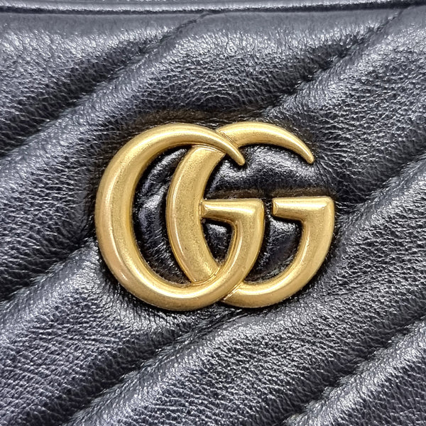 Gucci GG Marmont Mini Leather Crossbody Ghw (Black)