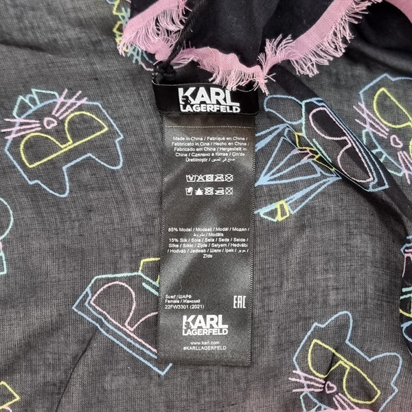 Karl Lagerfeld K/Kocktail Neon Scarf (Black Multicolor)