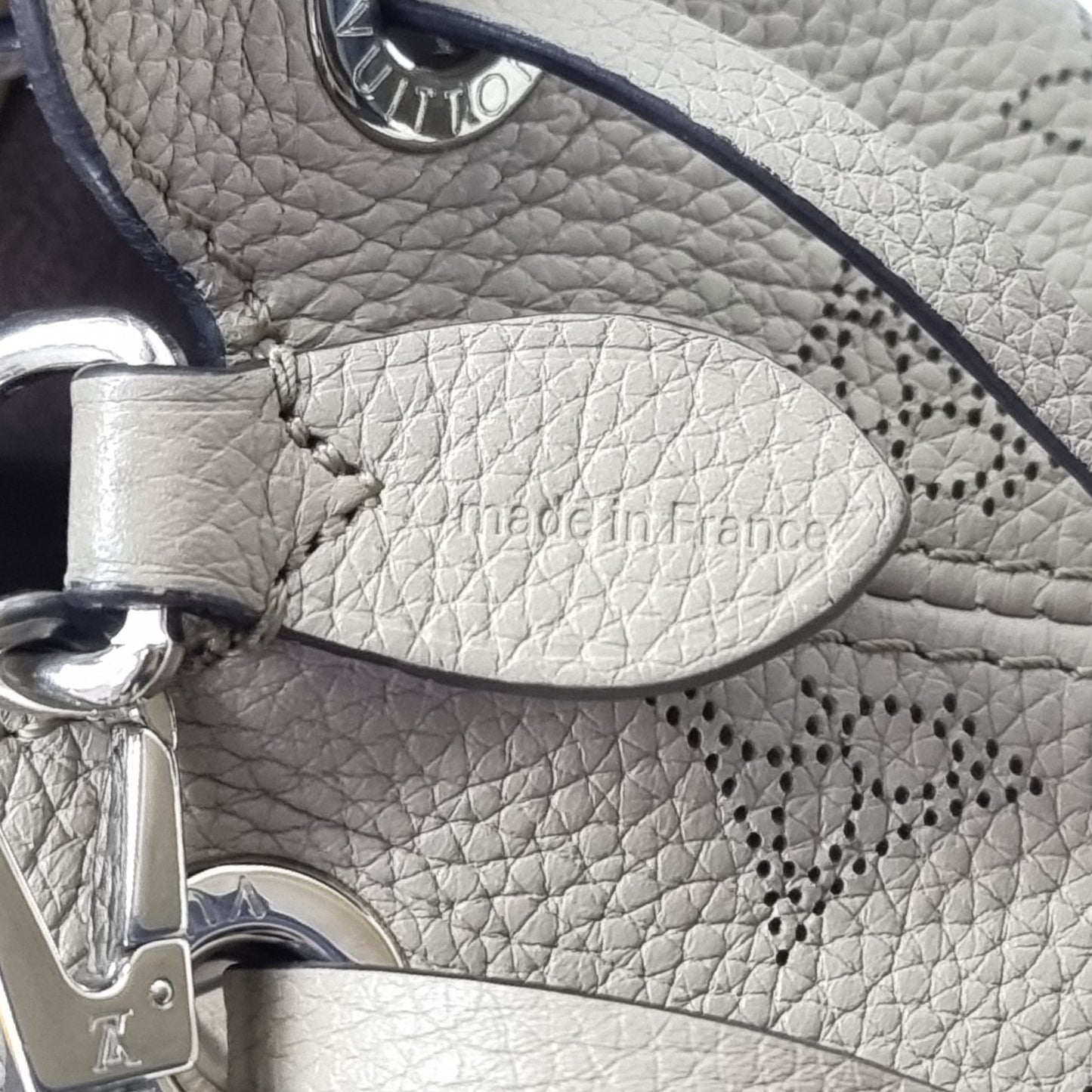 Louis Vuitton Bella Mahina Perforated Calf Leather Shw (Galet Gray)