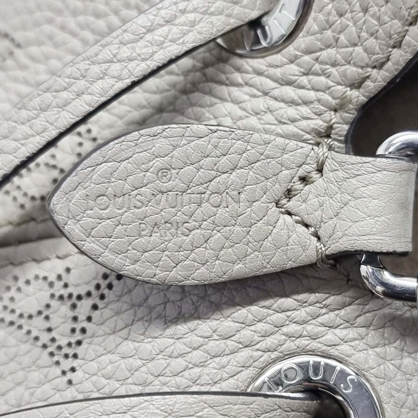 Louis Vuitton Bella Mahina Perforated Calf Leather Shw (Galet Gray)