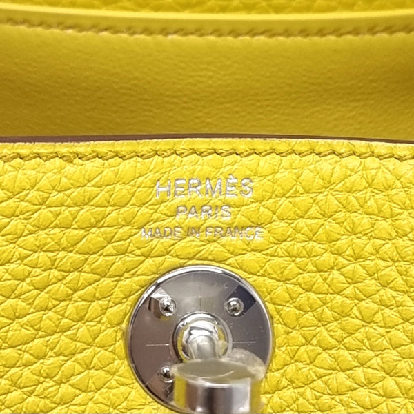 Hermes Mini Lindy Taurillon Clemence Jaune Ambre Shw