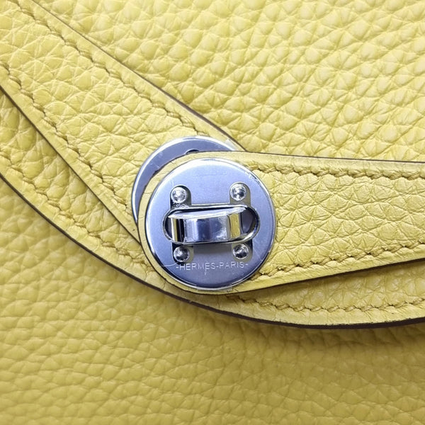 Hermes Mini Lindy Taurillon Clemence Jaune Ambre Shw