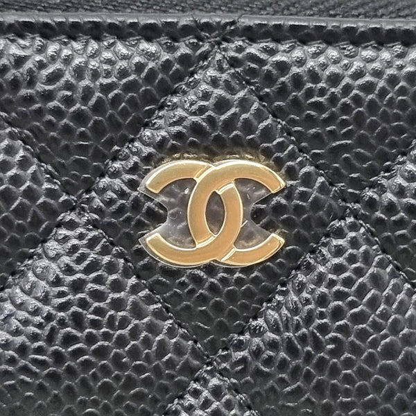 Chanel Compact Zippy Wallet Grained Calfskin Ghw (Black)