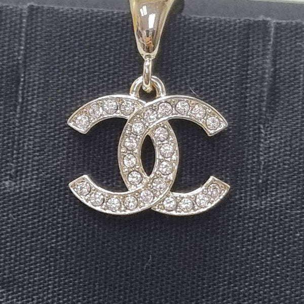 Chanel Earrings Dangling CC Logo Light Gold