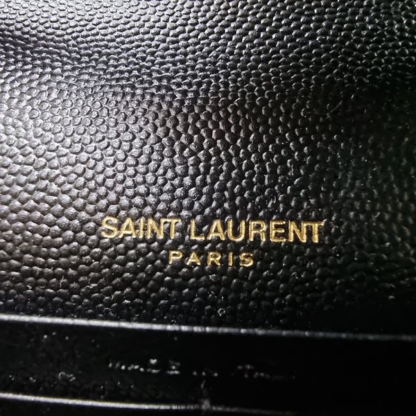 YSL Wallet On Chain Large Envelope Classic Cassandre Leather Ghw (Black)