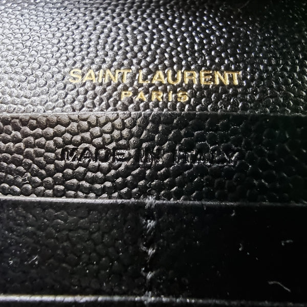 YSL Wallet On Chain Large Envelope Classic Cassandre Leather Ghw (Black)