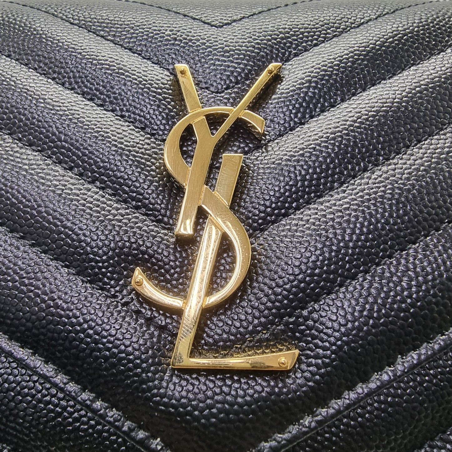 YSL Wallet On Chain Cassandre Envelope Leather Large Ghw (Black)