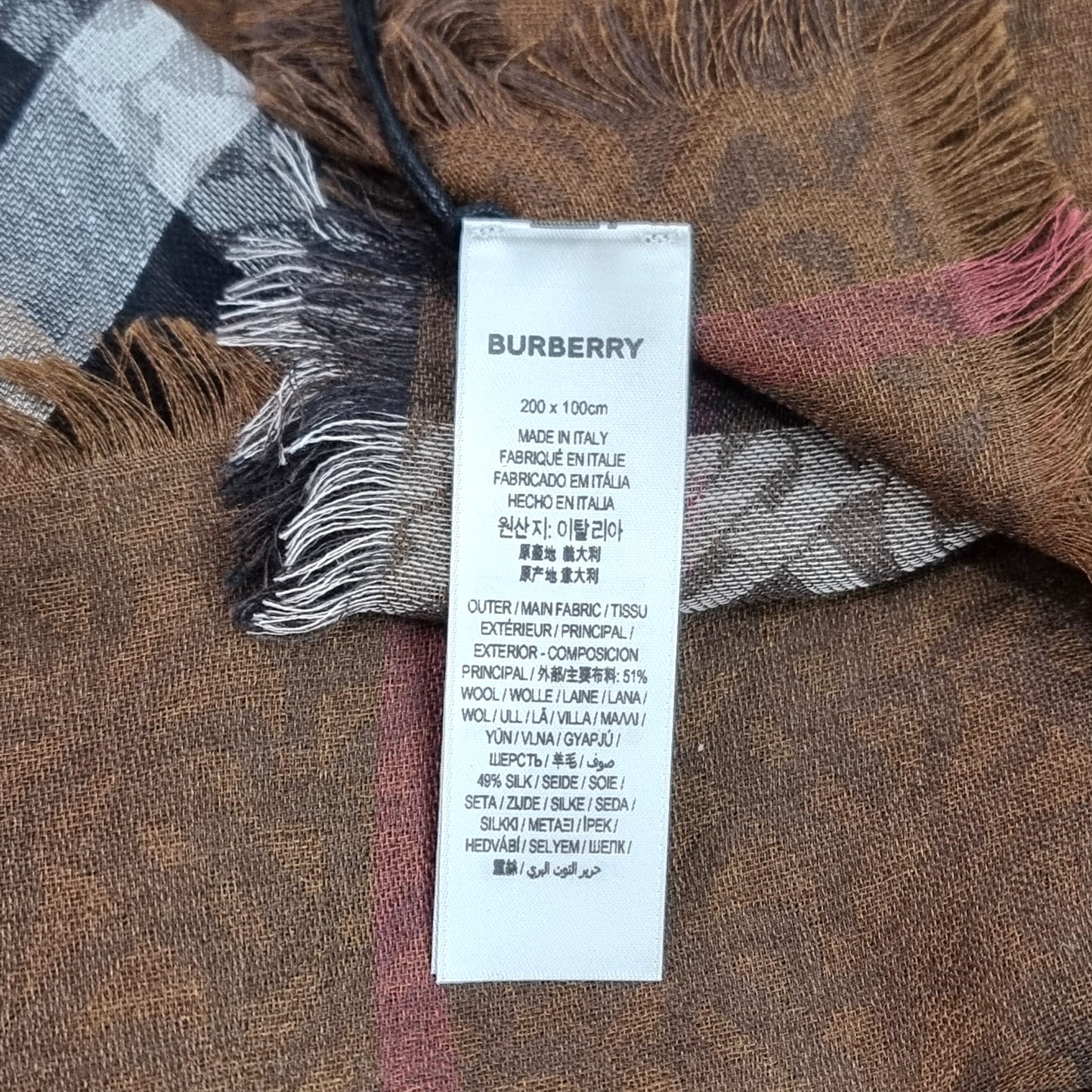 Burberry Giant Check Shawl (Dark Birch Brown)