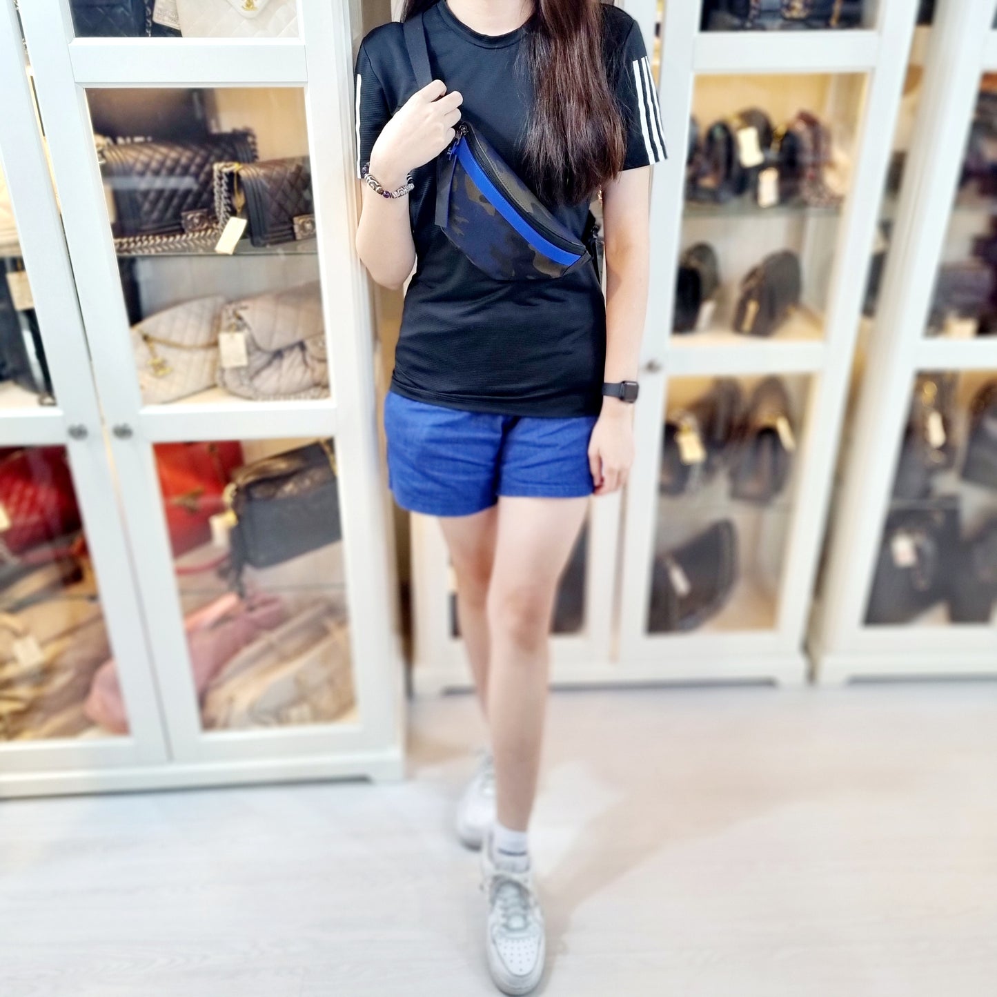 Longchamp Gabin Canvas Belt Bag Shw (Navy Blue)