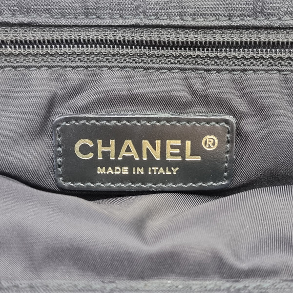 Chanel Travel Line Nylon Jacquard Shoulder Bag Champagne Gold Hw