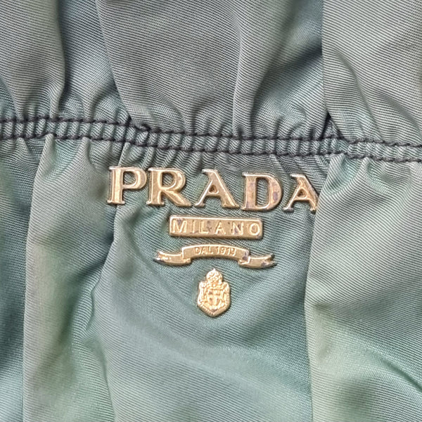 Prada BN1792 Gaufre Nylon Tote Ghw (Fumo/Green)