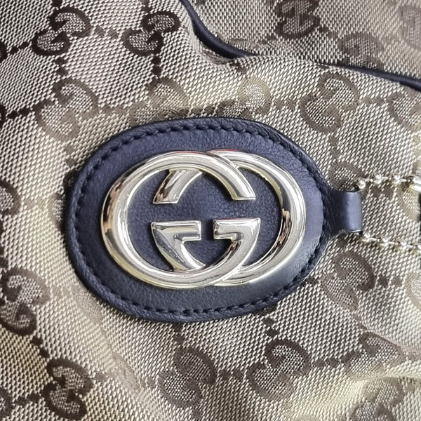 Gucci GG Sukey Medium Canvas Tote Bag Ghw (Beige/Dark Brown)