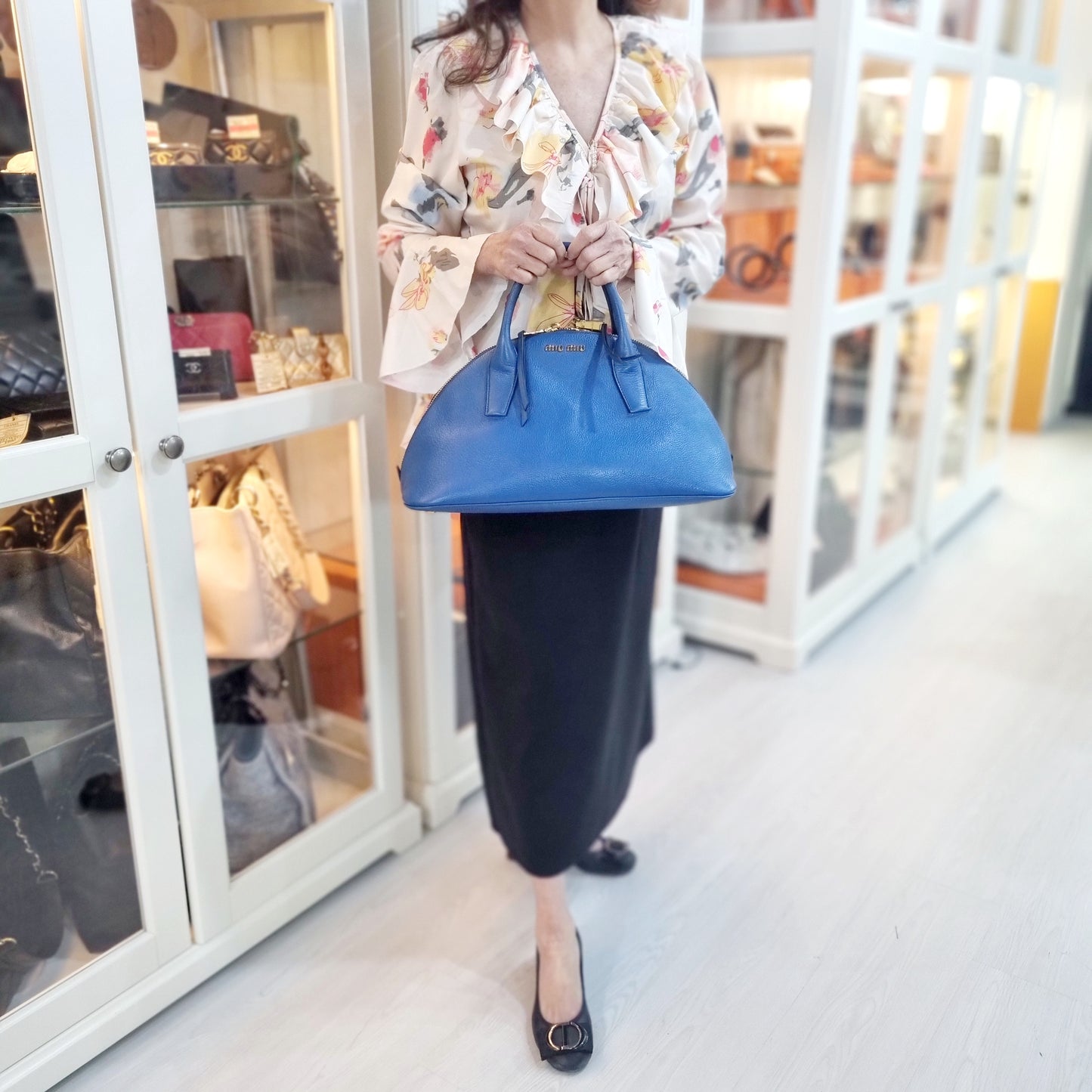 Miu Miu Half Moon Tote Bag Ghw (Blue)