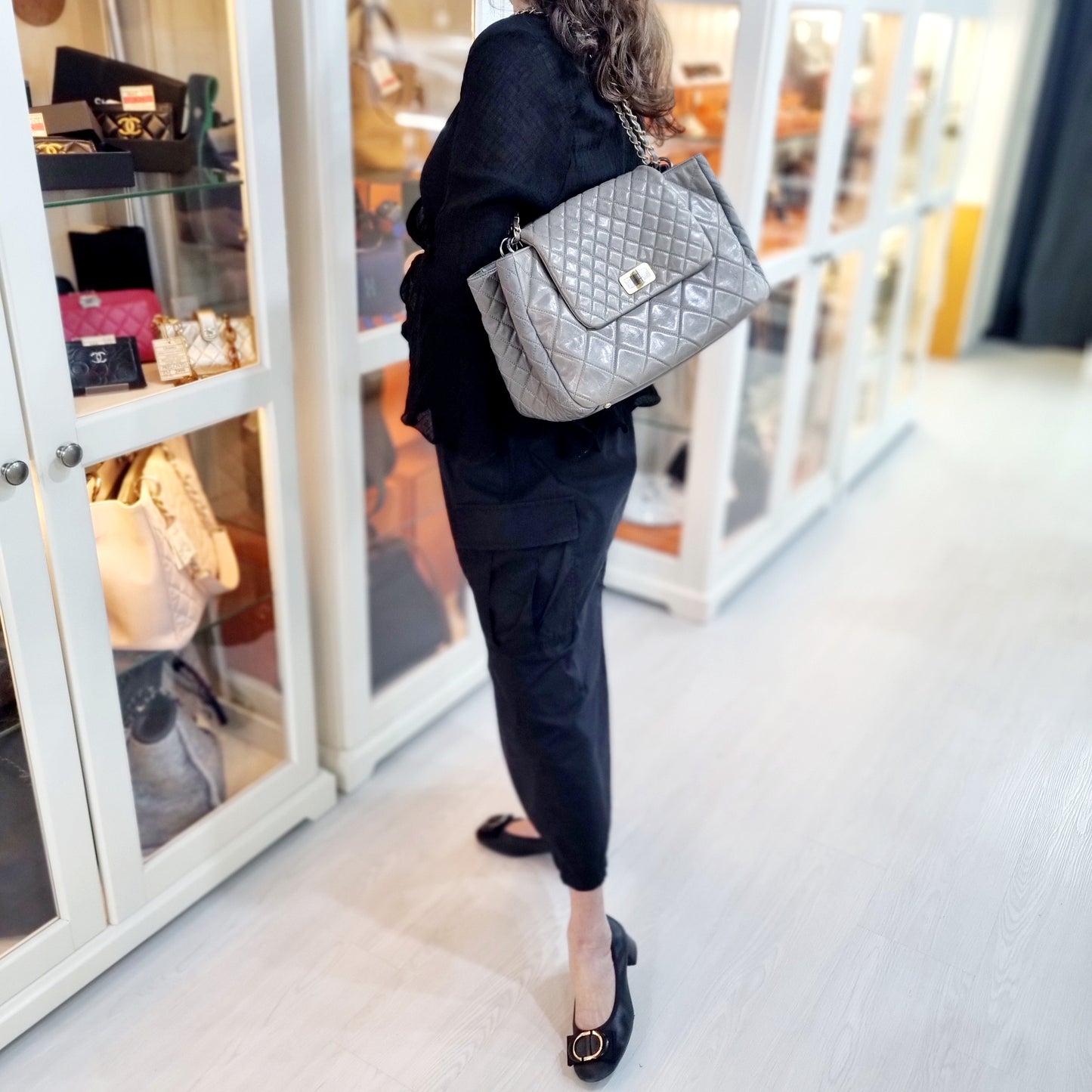 Chanel Reissue Accordion Flap Sling Bag Calfskin Ghw (Grey)