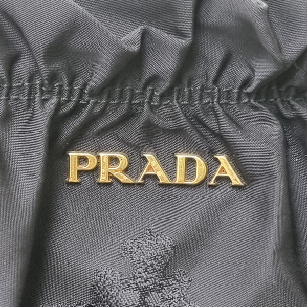 Prada BR4259 Nylon Jacquard Logo Tote Ghw (Black)