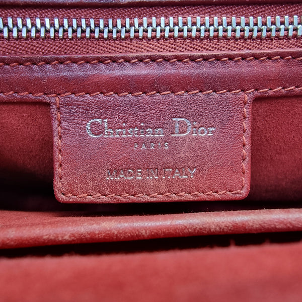 Christian Dior Studded D-Fence Leather Crossbody Shw (Burgundy)