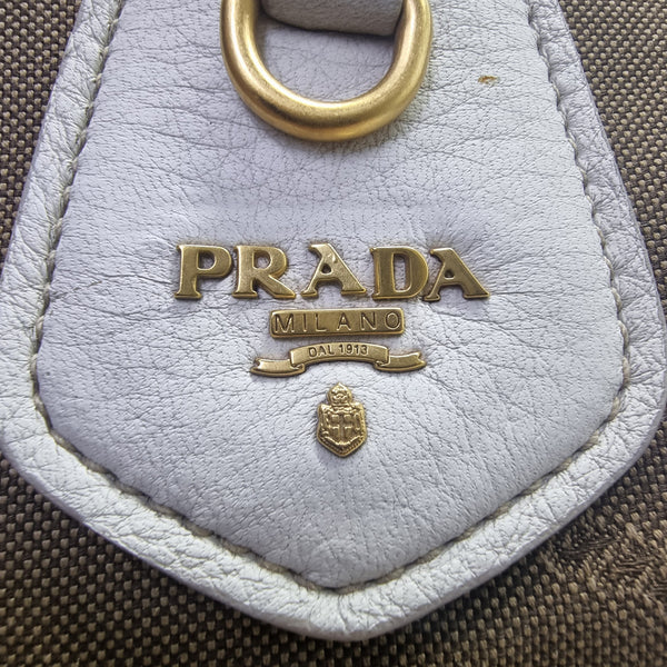 Prada BL0390 Logo Jacquard Canvas Tote Bag Ghw (Brown/Beige)