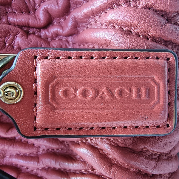 Coach Madison Gathered Twist Leather Mini Tote Ghw (Watermelon/Red)