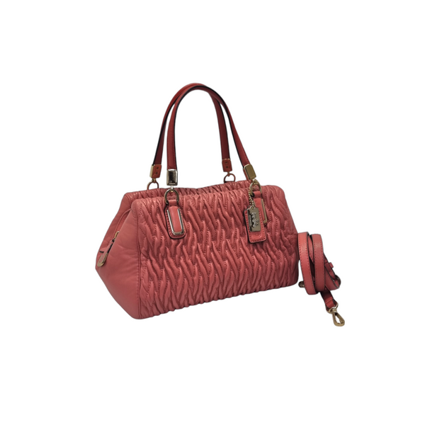 Coach Madison Gathered Twist Leather Mini Tote Ghw (Watermelon/Red)