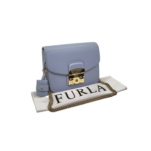 Furla Metropolis Mini Crossbody Leather Ghw (Light Blue)