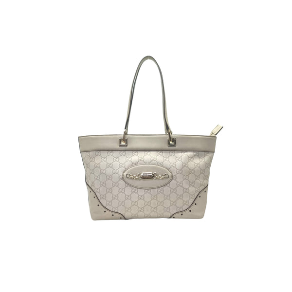 Gucci GG Canvas Guccissima Tote Bag (White)