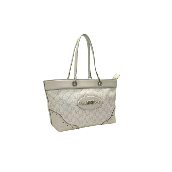 Gucci GG Canvas Guccissima Tote Bag (White)