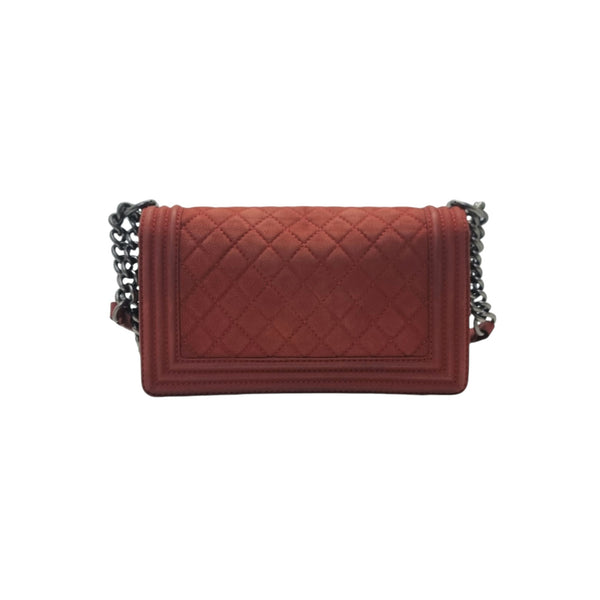 Chanel Boy Medium Caviar Ruthenium Hw (Red)