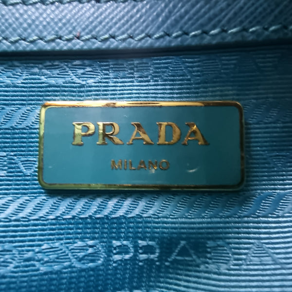 Prada BN2896 Saffiano Lux Mini Tote Bag Ghw (Turchese/Blue)