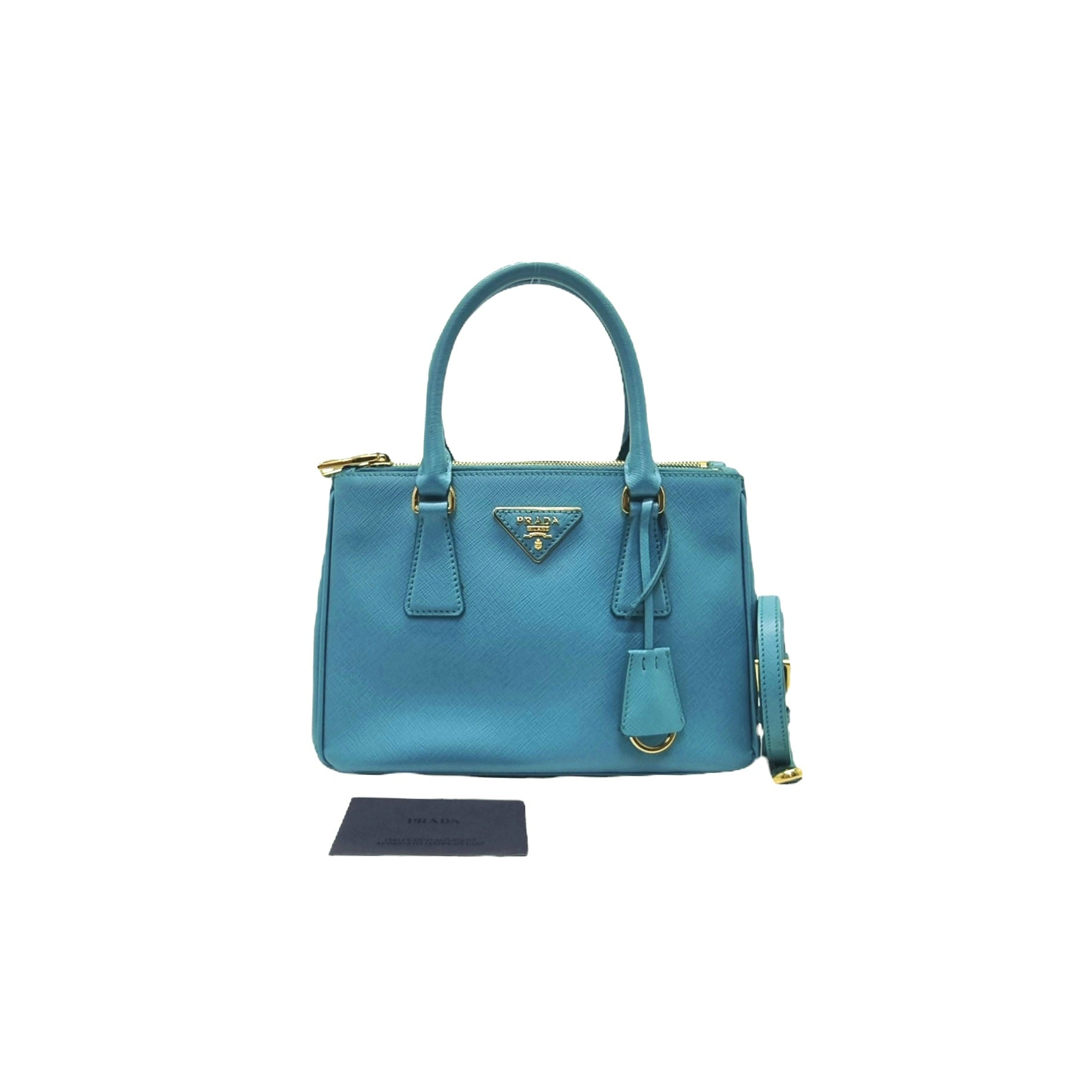 Prada BN2896 Saffiano Lux Mini Tote Bag Ghw (Turchese/Blue)